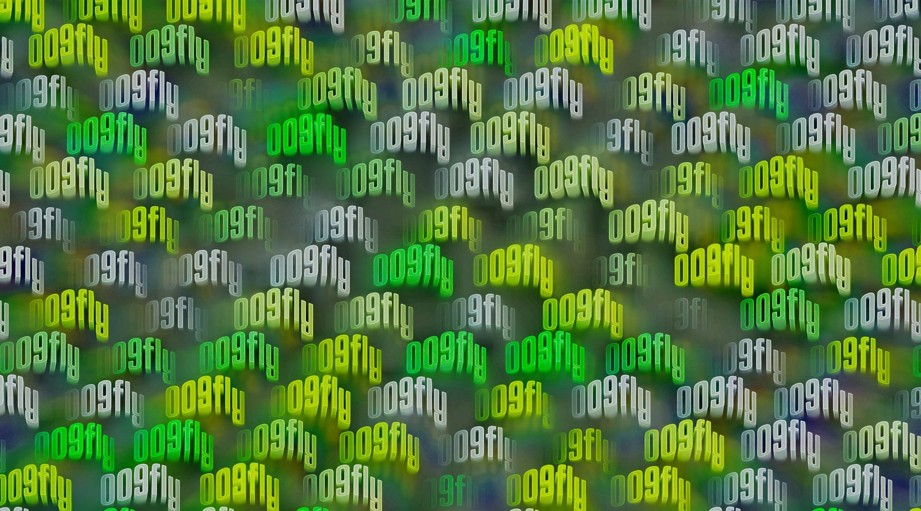 009fly 3D type render in green and yellow