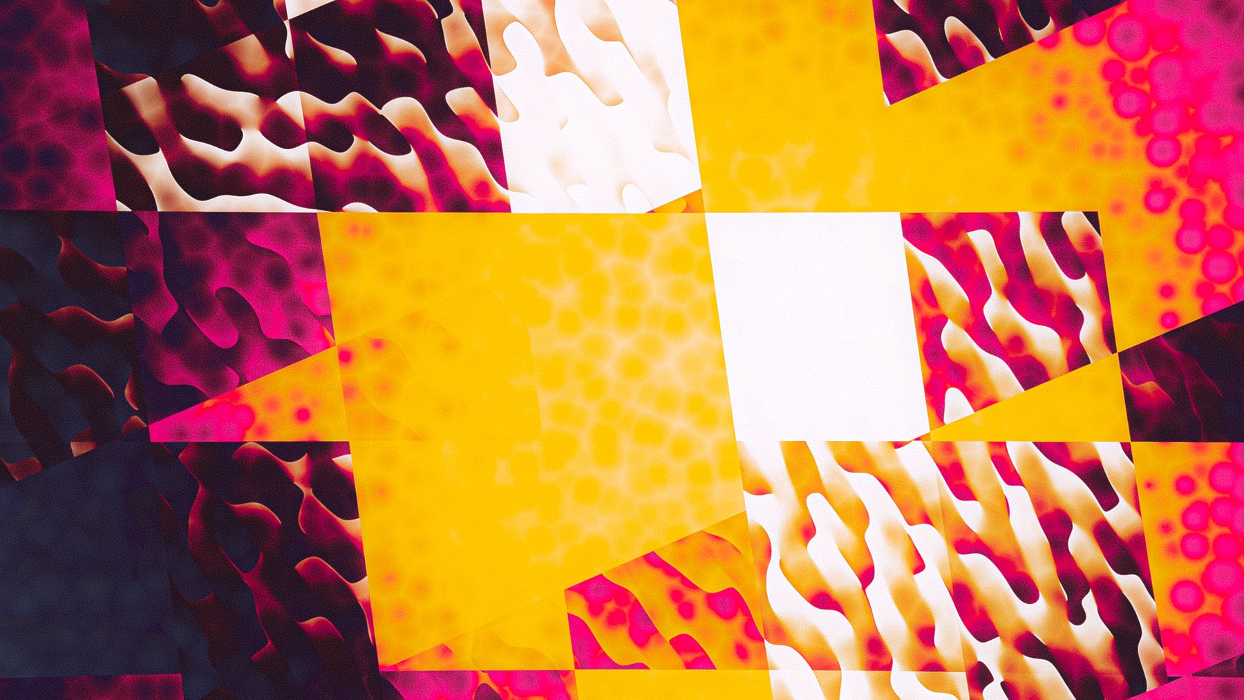 Abstract print artwork in yellow, pink and white